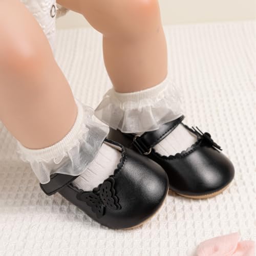 Image of Meckior Infant Baby Girl Sandals Soft Non-Slip Rubber Sole Handmade Princess Wedding Dress Shoes Toddler First Walkers