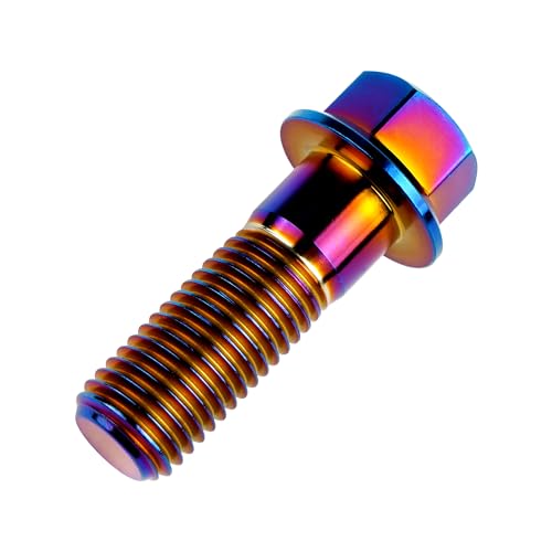 Image of Titanium Bolt M12 30 35 40 45 50 55 60 65 70 75 80 85 90mm Hex Small Flange Head for Motorcycle Car Modification Pack of 4 (M12x35mm Pitch 1.25, Burnt Blue)