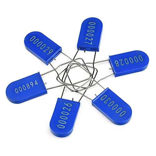 Image of 100PCS Plastic Padlock Security Seals Metal Wire Padlocks Electric Meter Lockout Tags Disposable Anti-Tamper Lock Numbered Anti Tamper Tags Blue
