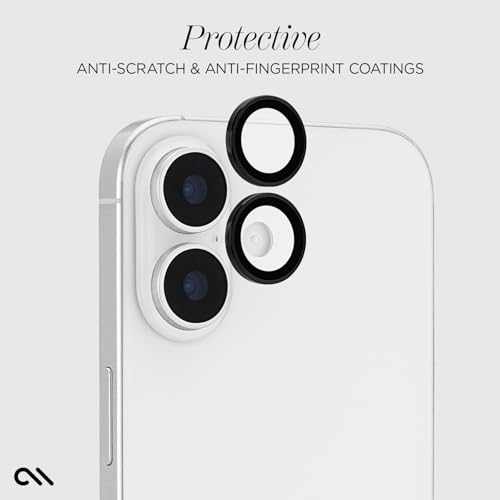 Image of Case-Mate Camera Lens Protector with Aluminum Rings for iPhone 17 - Black | For iPhone 17 /16 /16 Plus /15 /15 Plus /14 - Double Tempered Glass, Anti-Scratch - Ultra HD View, Case Friendly, Easy Install