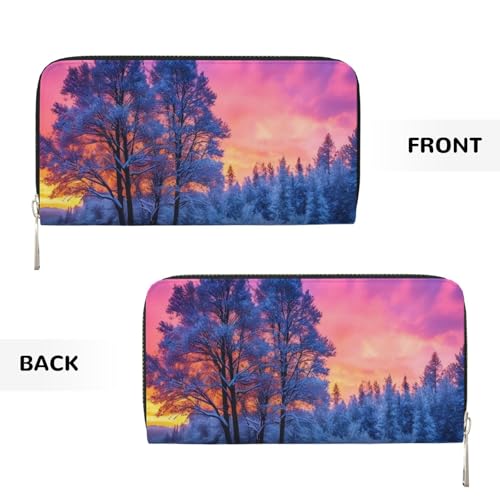 Winter Printed Zip Around Long Wallet For Women Men Pu Leather Clutch Purse,Card Holder, Coin Pocket Stylish Travel Leather Billfold For Daily Use & Gifting3