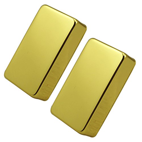 2個 密閉型 真ちゅう ハムバッカー ピックアップカバー エレクトリックギター/ベース用 アクセサリー 3べる, ゴールド