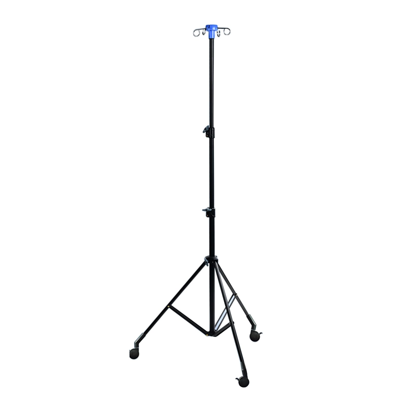 Potence pour Perfusion Intraveineuse avec roulettes, avec 4 Crochets, Portable, Pliable, Réglable en Hauteur
