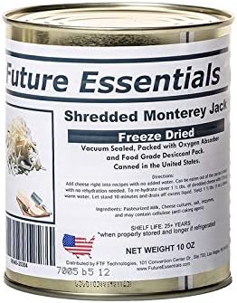 Future Essentials Freeze Dried Shredded Monterey Jack Cheese 25 Year Shelf Life 10 Oz Can