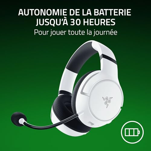 Razer Kaira HyperSpeed - Casque de Jeu sans Fil multiplateforme pour Xbox (HyperSpeed Wireless, diaphragme Triforce 50 mm, Micro HyperClear, Coussinets en Mousse à mémoire de Forme FlowKnit) Blanc