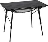 PORTAL Camping Table Foldable Portable with Adjustable Legs, Aluminum Folding Table Roll Up Table with Carrying Bag for Outdoor, Beach, Picnic, Backyards, BBQ and Party, Black