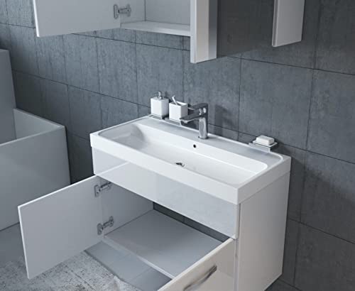 Waschbecken mit Unterschrank und Spiegelschrank Set für Badezimmer