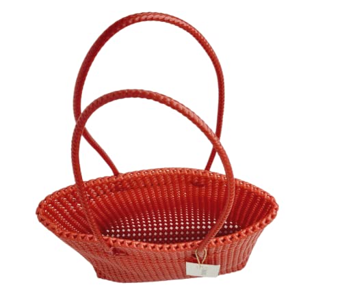 Image of ARNAVIRA Handmade Multipurpose Wire Bag (Koodai) Used as Lunch Bag, Shopping, Grocery, Tote Bag, Picnic Bag, Return Gift Bag (33x15x29 CM) (Red)