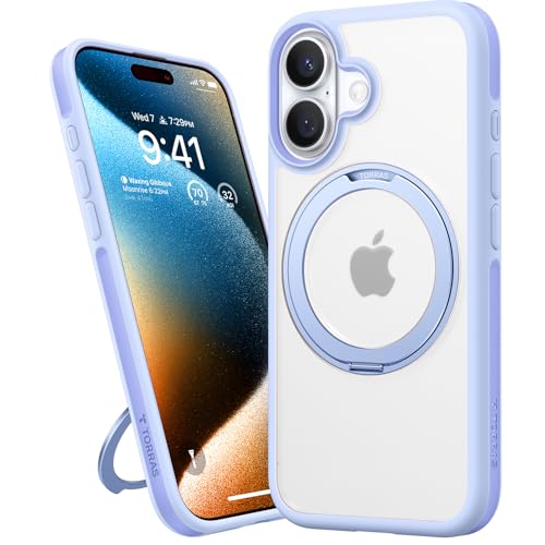 Image of TORRAS R Fusion Case Compatible with Wireless Charging iPhone 16, Magnetic Ring Charging, Protective Cover with Military Grade Protection Black (Blue)