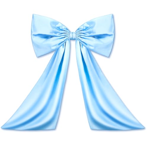 Wavwavw Sky Blue Large Bow Decor Big Bow Coquette Birthday Decoration for Room Giant Satin Ribbon Tie for Party Backdrop Wedding Bridal Shower Valentine's Day Wall Hanging Decor (24 x 18 Inches)