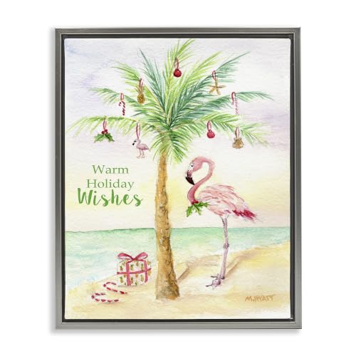 Tropical Flamingo Holiday Coastal, 25 x 31 Inch Canvas in Floater Frame
