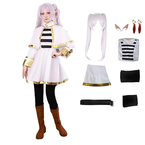Witorya Frieren Cosplay traje congelar capa esquí orejas elfo pendientes accesorios con peluca para mujeres