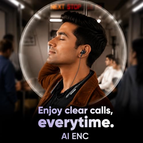Image of MTX-9090 Wireless Neckband Bluetooth Earphones | 150H Playtime | Magnetic Power On /Off | AI Noise Cancellation | Deep Bass | Neckband Bluetooth Headphones for Work, Gym & Travel