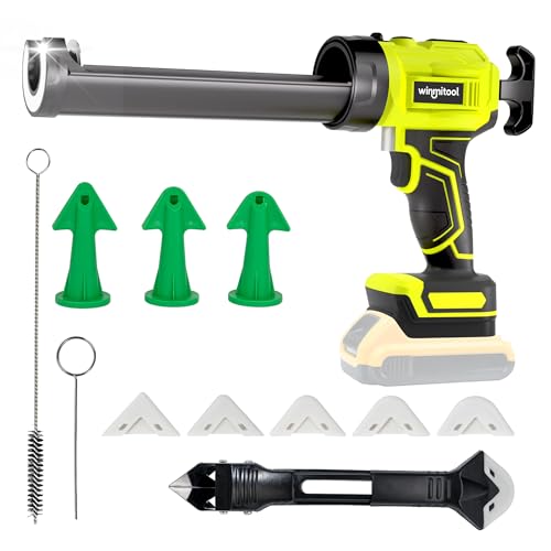 Winmitool Cordless Caulking Gun Compatible with DeWalt 20V Max Battery 10oz (300ml) Electric Caulk Gun No-Drip Battery Powered Caulking Gun with LED Light for Filling Sealing & Repair (No Battery)