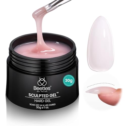 Beetles Builder Gel 1 oz Nude Pink Hard Gel High Hardness for Sculpting Nail Extension and Building Protection Durable for Salon UV LED Lamp Cured DIY Art Manicure