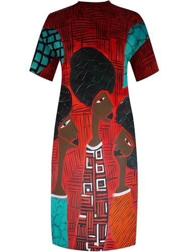 Image of Plus Size Maxi Dress for Women Short Sleeve V Neck Casual Loose Sundress with Pockets
