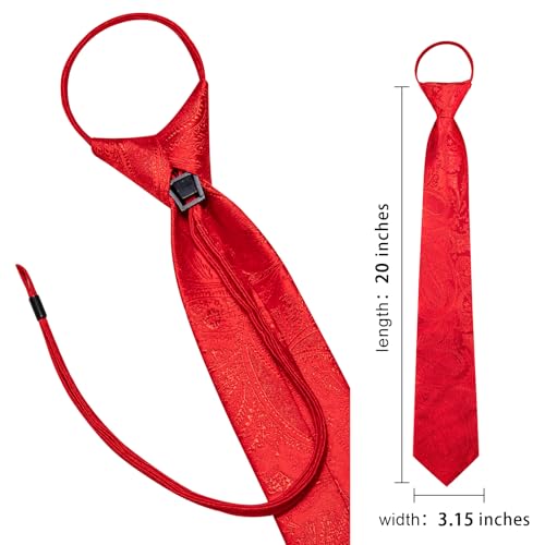 Image of Hi-Tie Zipper Ties for Men Pre-tied Tie Set Lapel Pin Pocket Square and Cufflinks Formal Business Wedding Adjustable Necktie