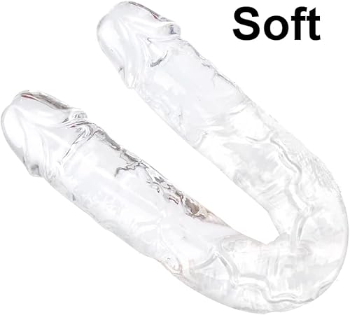 Miniatura 25 de Consolador realista de doble extremo de 13 pulgadas, consoladores flexibles y transparentes, pene largo para juego anal lésbico de doble cara