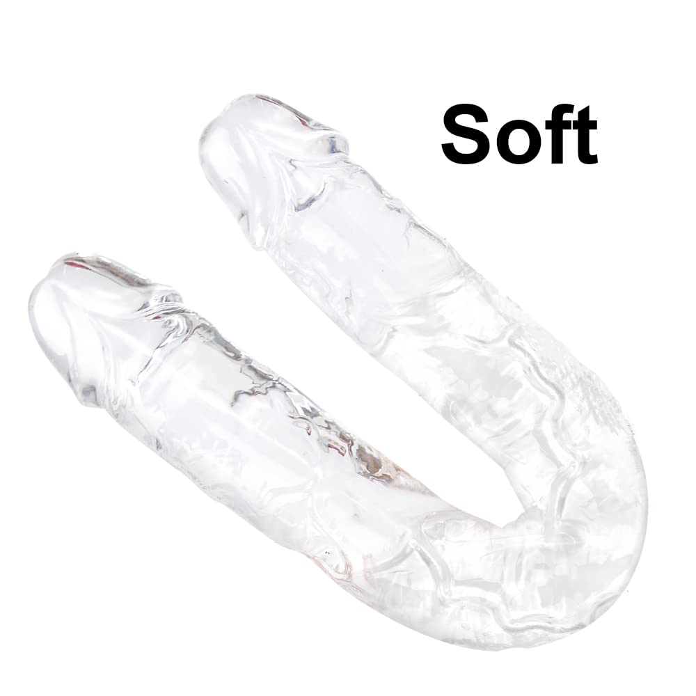 13 Inch Double Ended Realistic Dildo Flexible Clear Dildos Long Dong for Double Sided Lesbian Anal Play G-spot Stimulator Sex Toys for Women Men Couple: 11.8*1.3 Inch