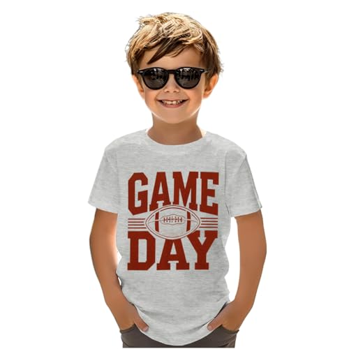 KEKEMI Kid Boys Football Ballgame Shirts Funny Game Day T-Shirt Football Fans Gift Outfit Kids Sports Tees Short Sleeve Tops