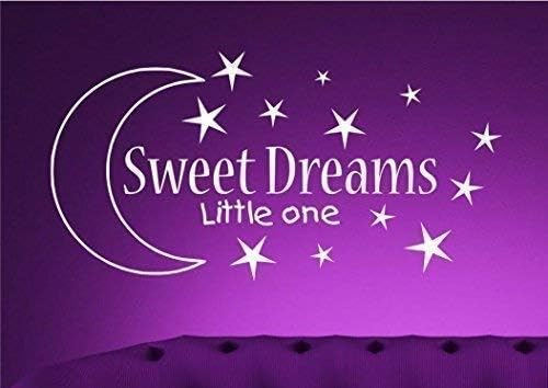Sweet Dreams Kids Wall Art Sticker Quote Decal Transfer Mural Stencil Art Tattoo, White Matt, Medium