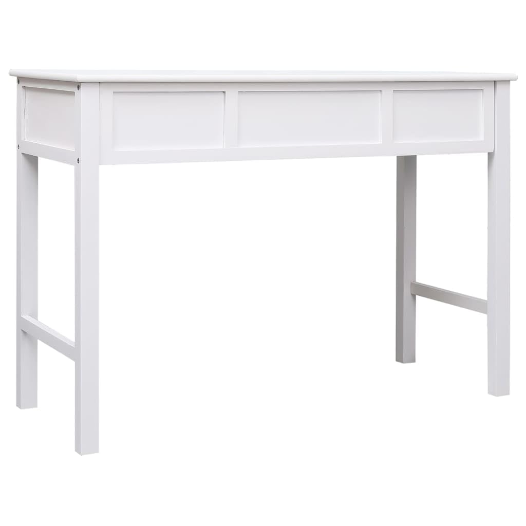 Scrivania bianca 108 x 45 x 76 cm, in legno massello Paulownia con 2 cassetti, scrivania per studio, consolle