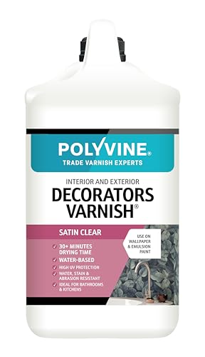 Polyvine Decorators Varnish Satin – Water Resistant Clear Varnish with UV Protection - Seals and Protects Emulsion, Acrylic Paint, Wallpaper, Wood, Furniture, Plaster & Fabric, 4L