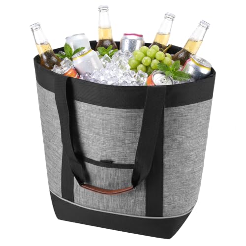 JIZZU 30L Bolsa Térmica Plegable, Bolsas de la Compra Isotérmicas para Alimentos Congelados, Bolsa Térmica Portátil y a Prueba de Fugas para Picnic, Barbacoa, Camping, Playa y Viajes