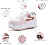 ANEFUN Buty na rolkach dla dzieci, chłopców i dziewczynek, sneakersy ze zdejmowanymi kółkami, buty sportowe, Rosa, 36 EU