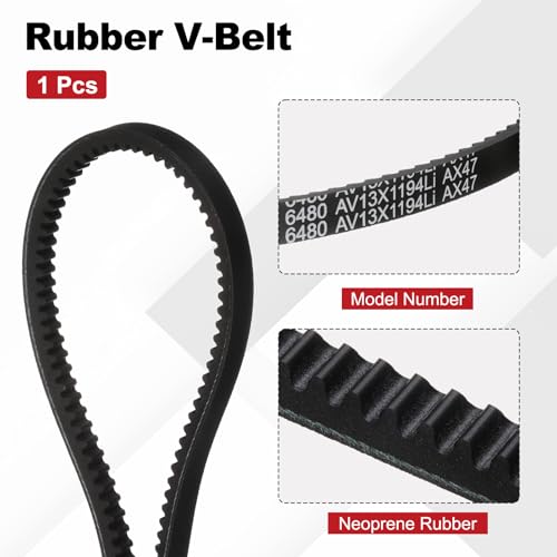 Image of AX47 Belt, Raw Edge Cogged Industrial Rubber EPDM V-Belt, Pack of 1 | 1 /2 inch(13mm) Width x 47 inch(1194mm) Inside Circumference x 5 /16 inch(8mm) Height