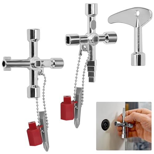 STCARERAG 3PCS Llave Multifuncional: Cruzada Universal, Triangular, Cuadradillo Contador Agua, Ascensor para Medidores Eléctricos, Agua y Radiadores