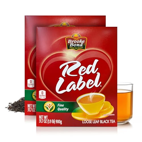 Red Label Tea | Premium Brooke Bond | Loose Tea | Authentic Indian Black Tea | Rich & Aromatic | Strong Flavor | Compatible for Everyday Use | 900 Grams (Pack of 2)