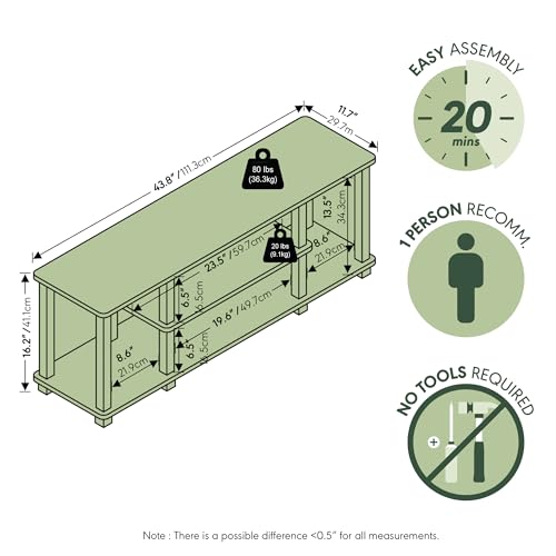 Image of Furinno Turn-S-Tube 3-Tier Toolless Assembly TV Stand, Amber Pine | for TV up to 50 Inch, No Tool Rectangular Entertainment Center, TV Console, for Living Room, Bedroom