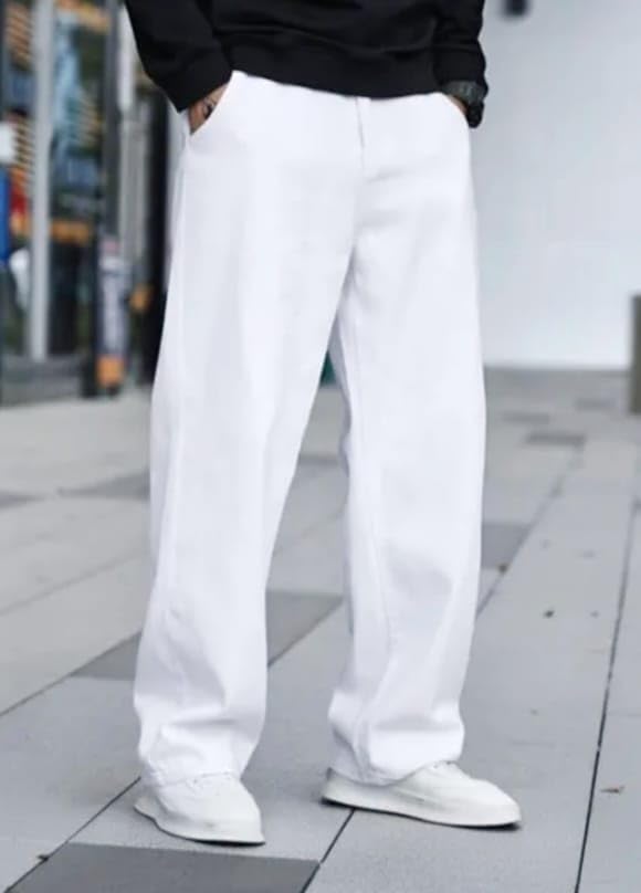 NAZDA Men's Relaxed Baggy Fit Jeans White - Image 5