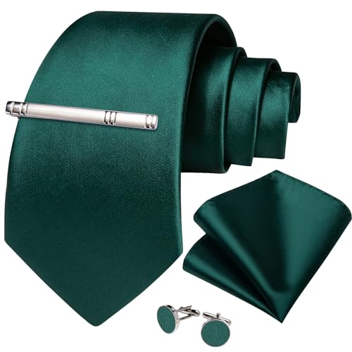 Image of DiBanGu Plaid Ties for Men Silk Checkered Necktie and Pocket Square Cufflinks Tie Clip Set with Gift Box for Wedding Business