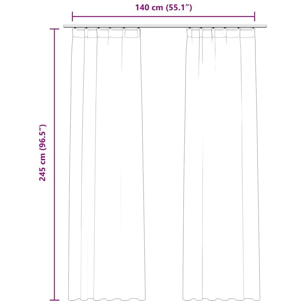 Lot de 2 rideaux occultants en velours bleu foncé - 140 x 245 cm - Avec crochets en métal - Brise-vue et protection solaire - Pour salon, chambre à coucher