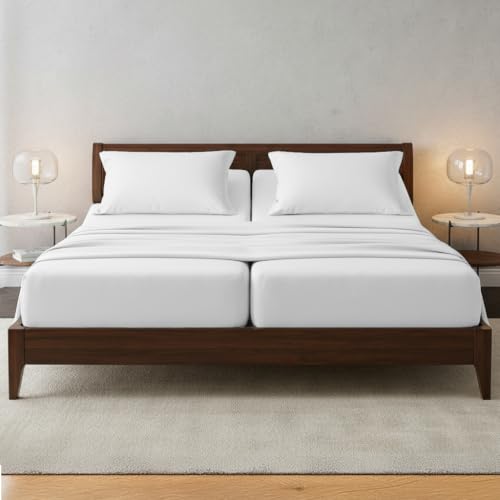 Image of Elegant Comfort Luxury Quality Microfiber 5-Piece 1500 Premium Hotel Sheet Set-Wrinkle Resistant, All Around Elastic Fitted Sheet, Deep Pocket up to 16 inch, Split King, White