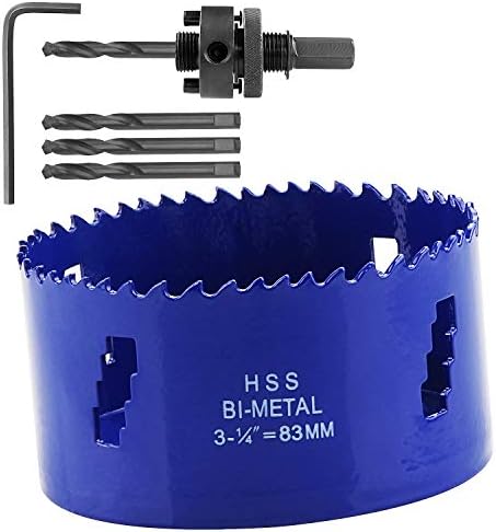 LANIAKEA 3-1/4-Inch Bi-Metal Hole Saw 83MM M42 Annular Hole Cutter HSS Variable Tooth Pitch Holesaw Set with Arbor Blue for Home DIYer