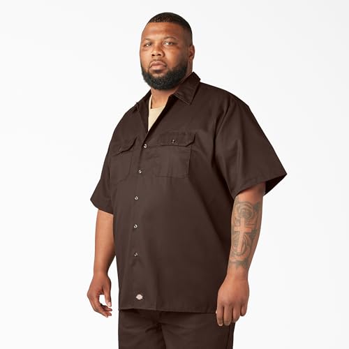 Image of Dickies Men's Short Sleeve Work Shirt - Durable Twill Button Down Shirts for Men, Lightweight Uniform for Daily Wear