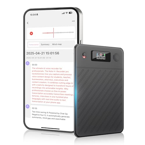 AI Voice Recorder,64GB Note Voice Recorder with Real-Time Transcr...