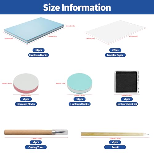 Kit fabrication bloc linoléum débutant avec 8 blocs caoutchouc et gouges - 3