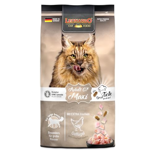 LEONARDO Katzenfutter Adult GF Maxi, 1,8kg Beutel, Geflügel, große Kroketten, getreidefreies Trockenfutter für Katzen, Made in Germany