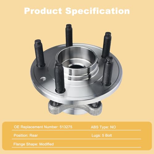 513275 Pair 2 Front/Rear Wheel Hub & Bearing Assembly for 2010-2019 Ford Taurus, 2011-2014 Edge, 2009-2018 Flex, 2009-2019 Lincoln MKS MKT MKX — view 5