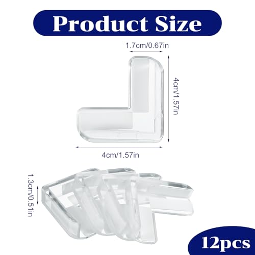 Image of Mabor Furniture Corner Protectors, 12Pcs Baby Proofing Furniture Corner Protector Guards, Clear PVC Safety Corner Bumpers & Cushion to Cover Sharp Furniture & Table Edges, L-Shaped