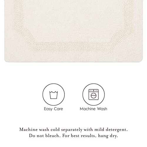Laura Ashley Reversible Cotton 2-Piece Bath Mat Set, Ivory #TOP4