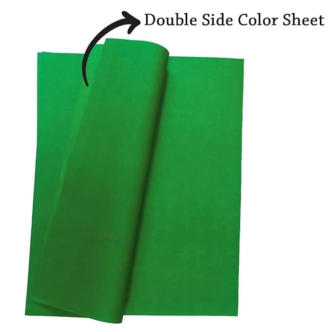 Image of SEJASCOLLECTIONS | Pack of 20 | Dark Green, Bright, A1, BIG / FULL Size, Pastel Sheets / Chart Paper, Used in art and craft, collage, projects, posters etc. Plain / Unrulled, Size: 70x56 centimeters, 200 GSM thickness.