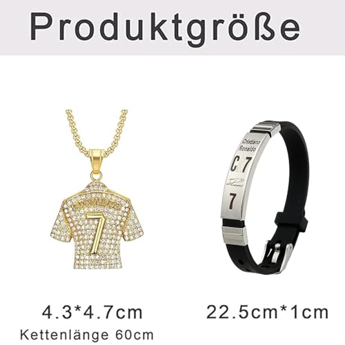 Juego de Cadena con Collar y Pulsera de Fútbol para Niños - Camiseta de Fútbol, Regalo para Aficionados, Regalo de Cumpleaños