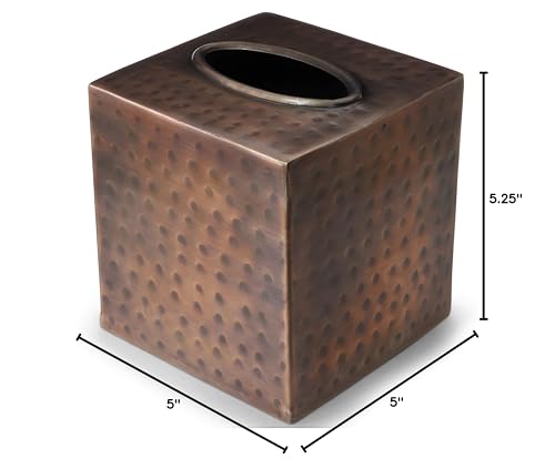 Monarch Abode Tissue Box Cover Square – Hand Hammered Antique Copper Metal Tissue Holder Box for Bathroom Accessory, Aesthetic Decorative Facial Napkin Cube for Modern Home Decor - Image 7