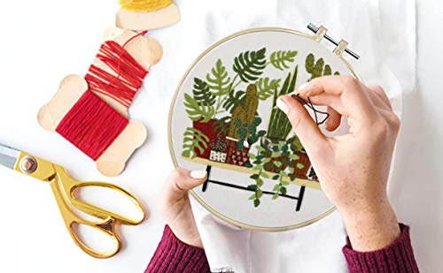 image for Louise Maelys Potted Plants Greenery Embroidery Kit Cactus Leaf Needle