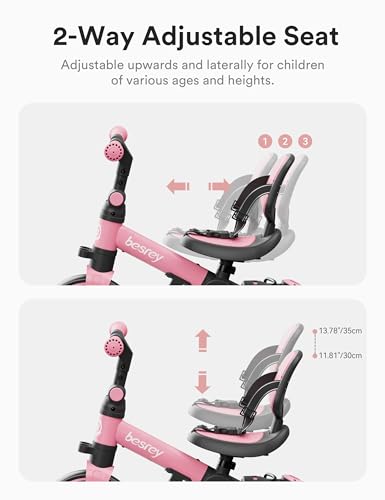 besrey 4 in 1 Toddler Bike, Toddler Tricycle for 1-3 Year Old, Trike with Push Handle, Backrest and Safety Belt, Birthday Gifts and Toys for Boys and Girls, Balance Bike - image 7